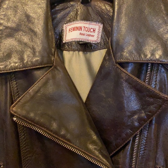 Leather Moto Jacket by FEMININ TOUCH. - Picture 6 of 13